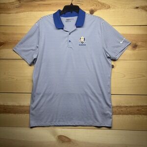 Ryder Cup 2016 Hazeltine Shirt Polo Mens Large Blue Nike Golf Dri Fit Striped